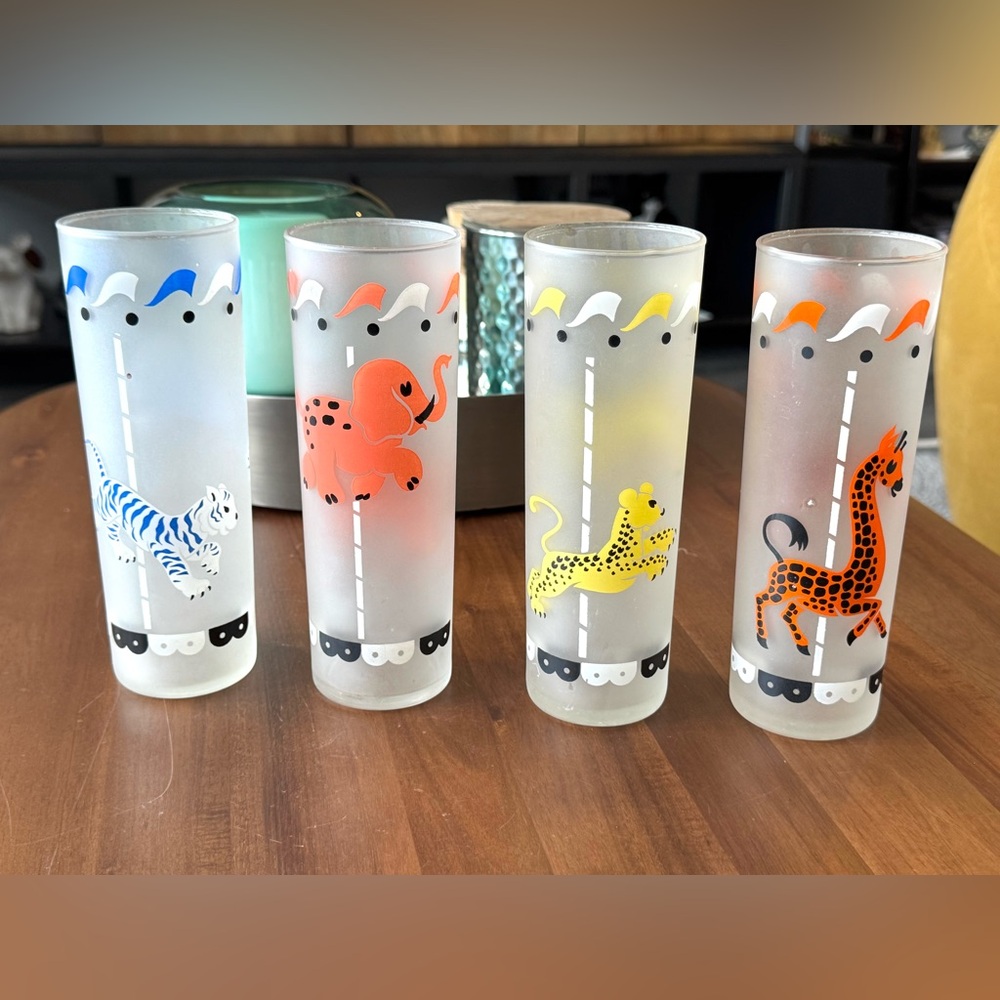 Federal Glass ZOO Frosted Tumblers Tall Highball Tom Collins Glasses Set… - Picture 4 of 6